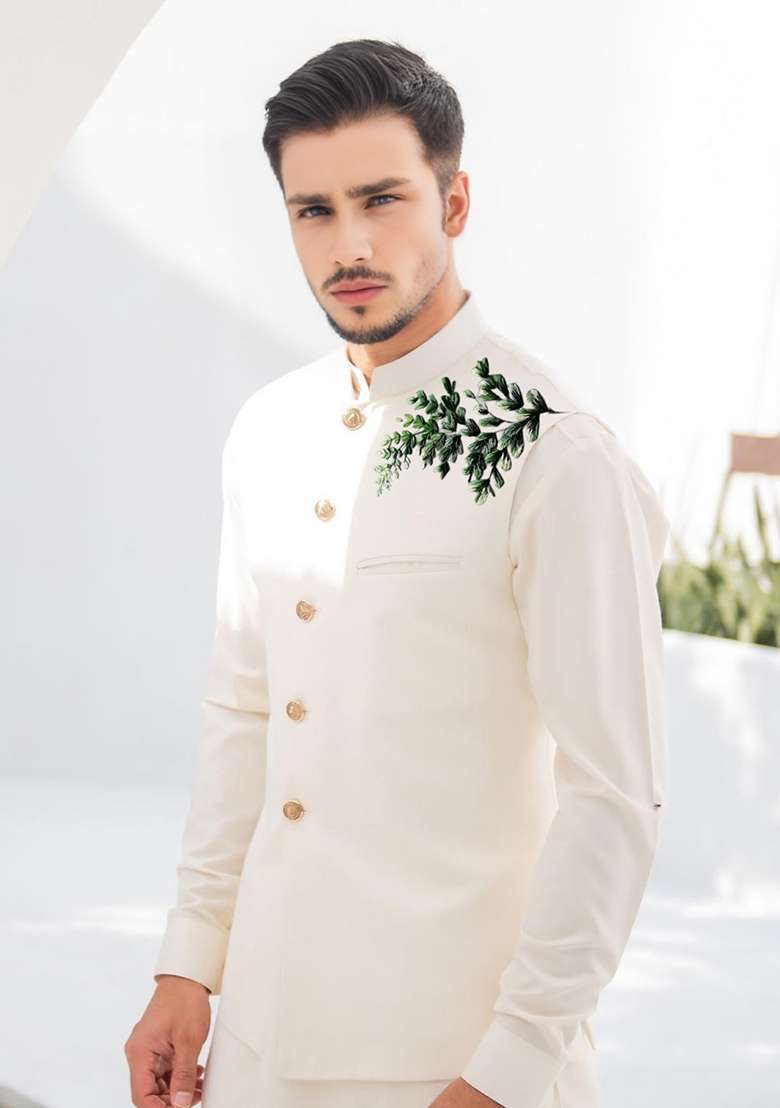 White Embroidered Cotton Kurta Set - Indya
