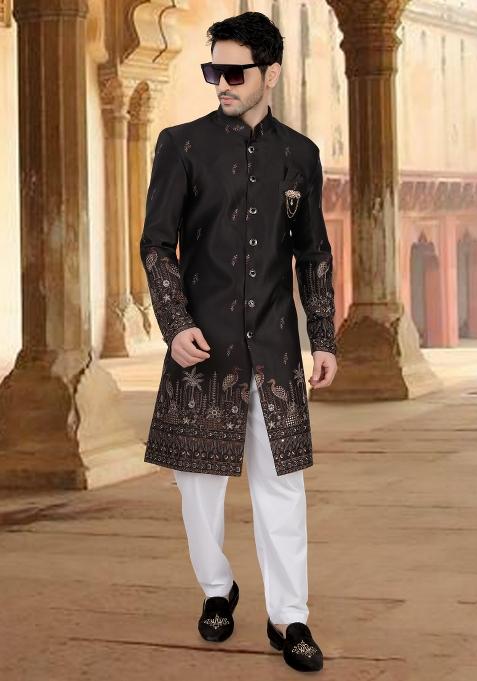 Black Motif Malia Silk Indowestern For Man