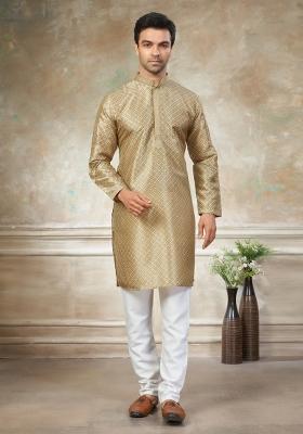 Green Embroidered Silk Kurta Pajama For Men