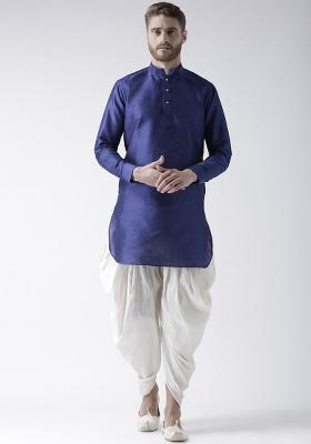 Royal Blue Traditional Dupion Silk Kurta For Men