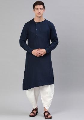 Purple Traditional Dupion Silk Kurta Set For Men
