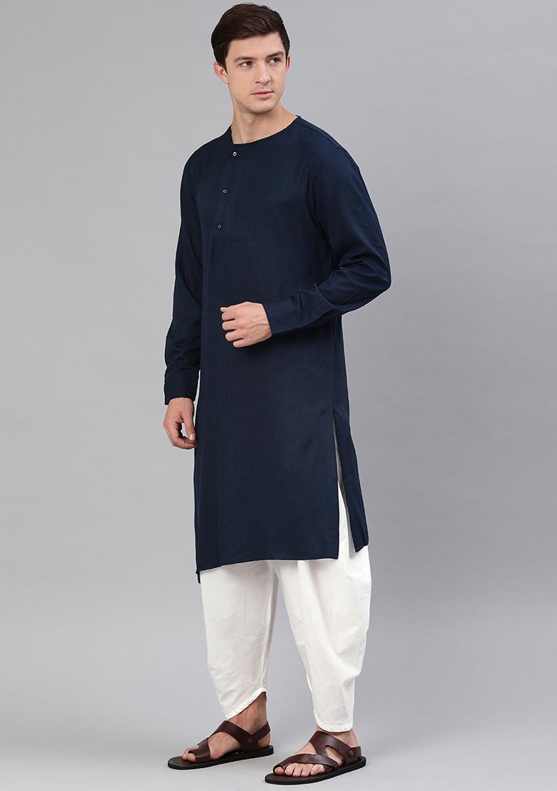 Purple Traditional Dupion Silk Kurta Set For Men - Indya