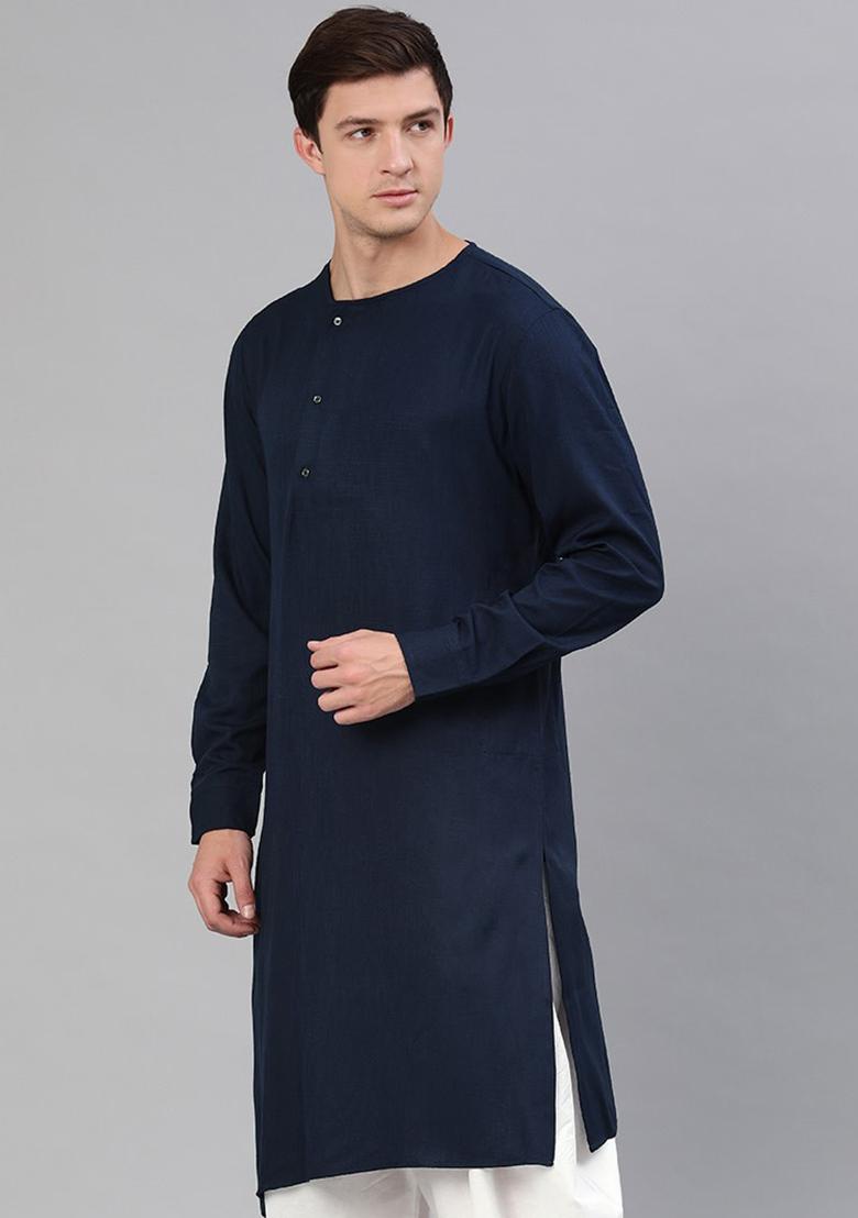 Purple Traditional Dupion Silk Kurta Set For Men - Indya