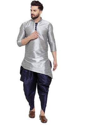 Fawn Traditional Dupion Silk Kurta Set For Men