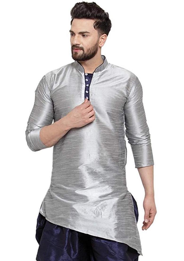Fawn Traditional Dupion Silk Kurta Set For Men - Indya