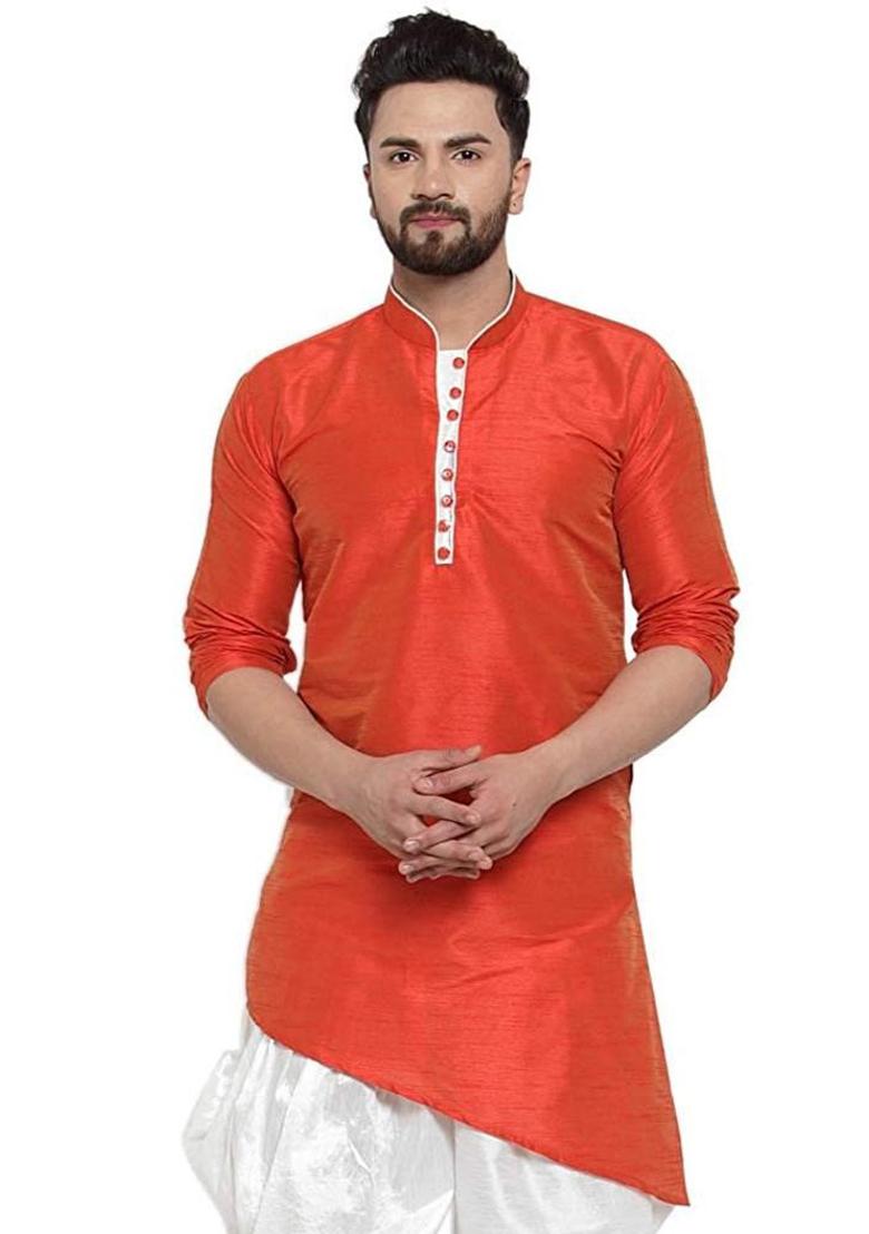 Sea Green Traditional Dupion Silk Kurta Set For Men - Indya