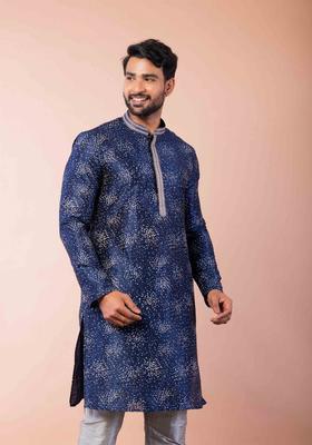 Red Embroidery Silk Kurta For Men