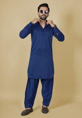 Black Motif Satin Kurta Set For Men