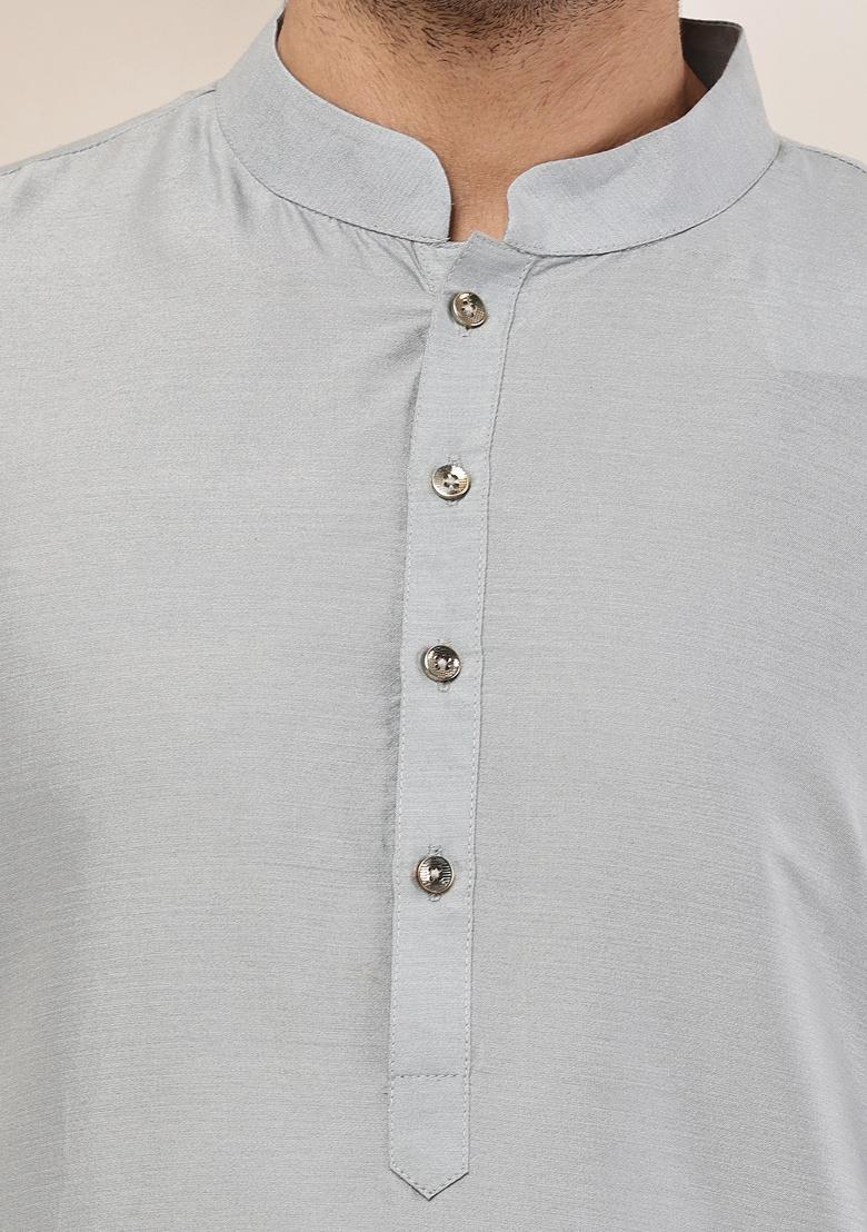 Blue Embroidered Viscose Kurta For Men - Indya