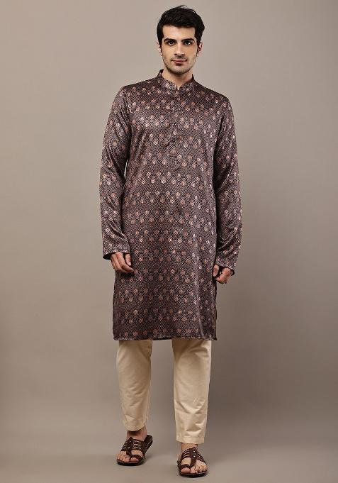 Multicolor Embroidered Viscose Kurta For Men