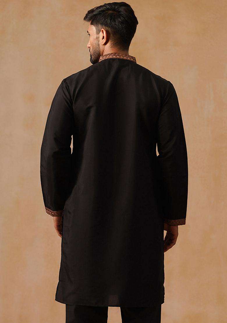 Bronze Paisley Cotton Kurta For Men - Indya