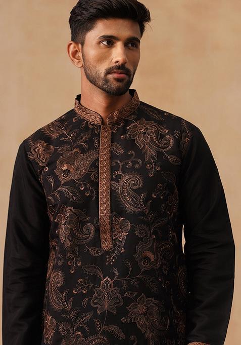 Bronze Paisley Cotton Kurta For Men