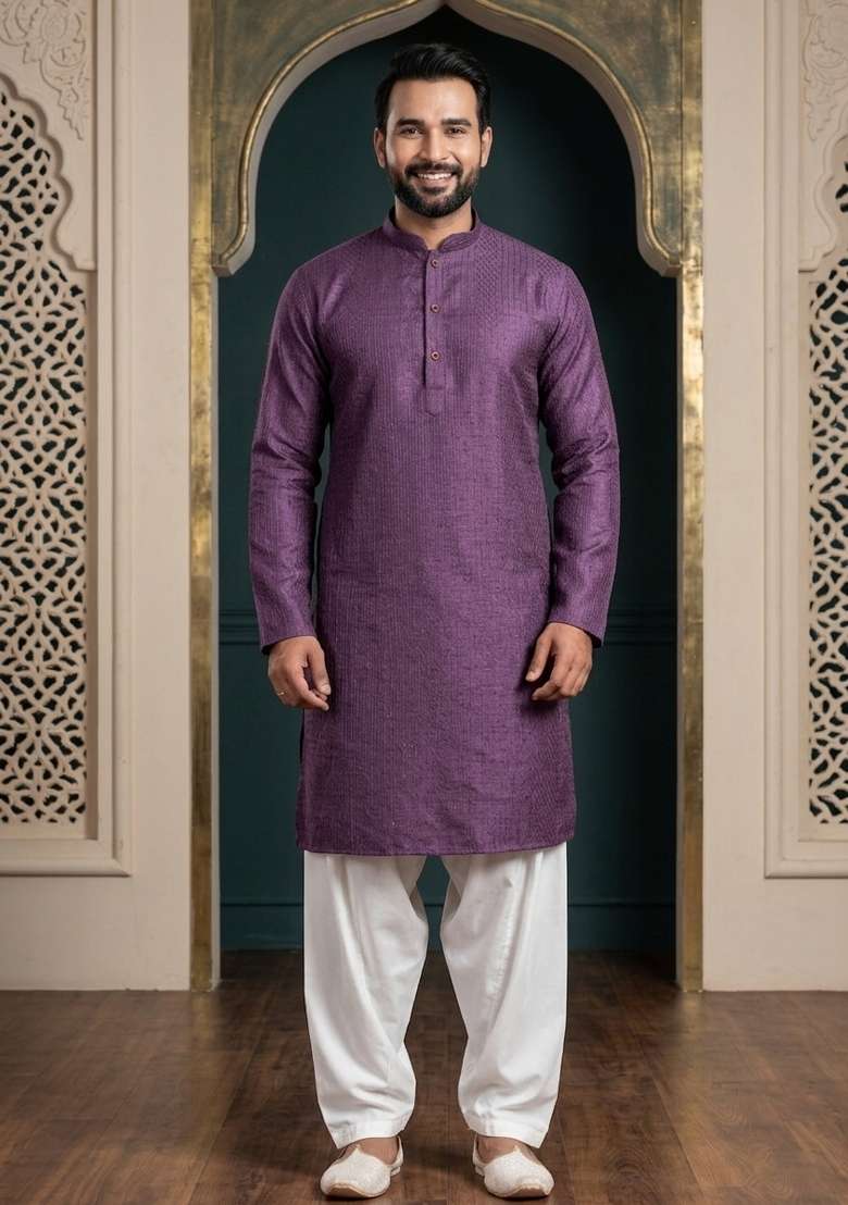 Green Embroidery Bangalorian Kurta For Men - Indya