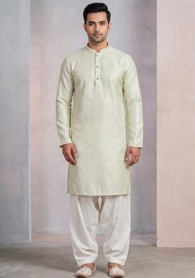 Grey Embroidery Bangalorian Kurta For Men