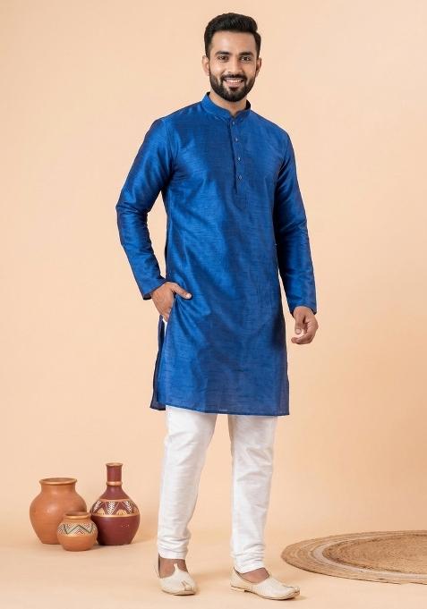 Teal Blue Printed Rayon Shirt For Men