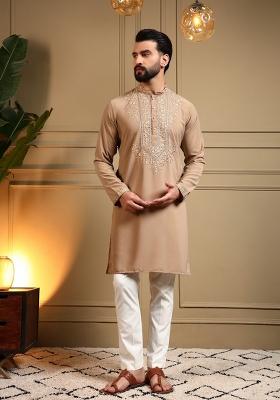Chiku Embroidered Armani Lachko Kurta Pyjama For Men