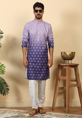 Mauve Ombre Cotton Kurta For Men