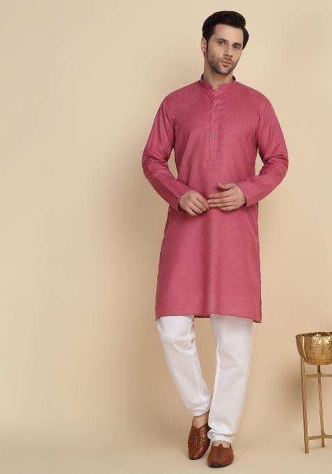 Coral Solid Cotton Kurta For Men