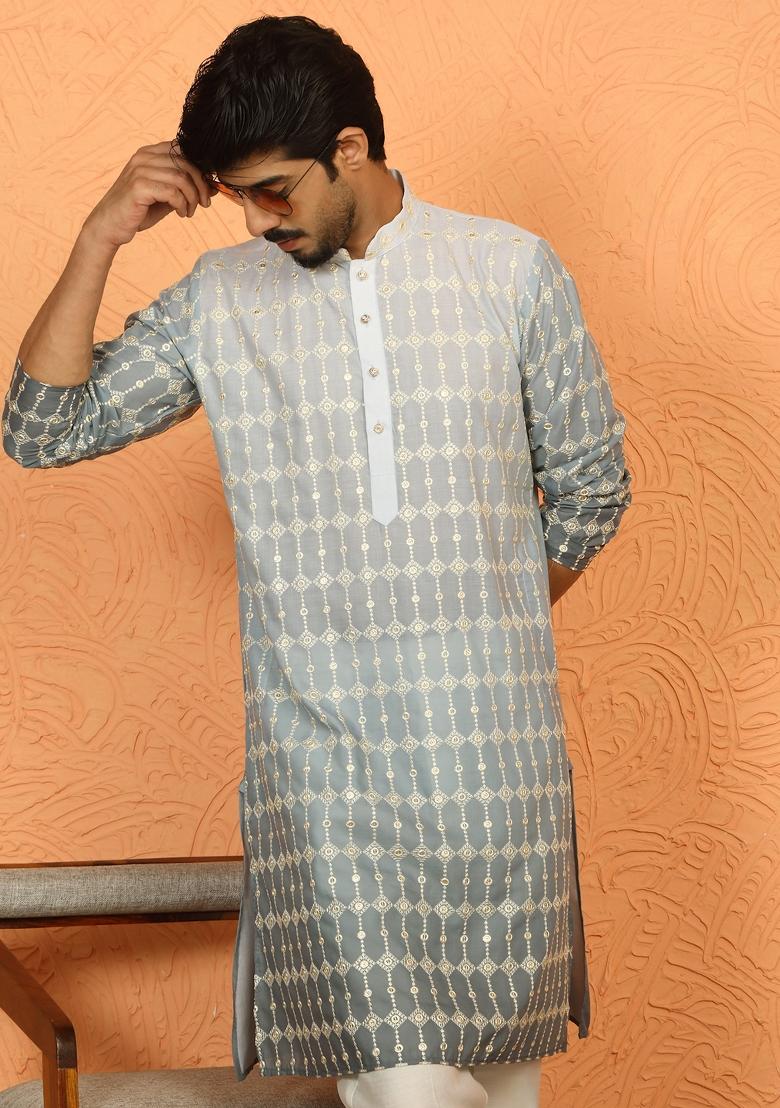 Green Ombre Cotton Kurta For Men - Indya