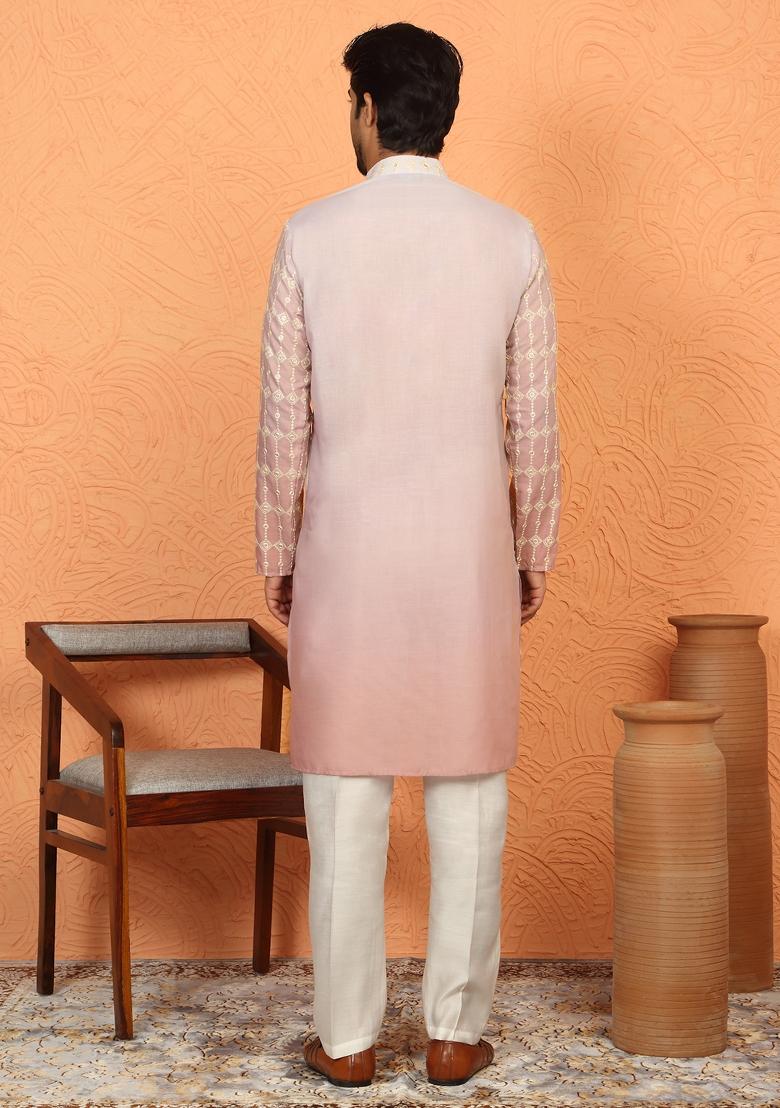 Pink Ombre Cotton Kurta For Men - Indya