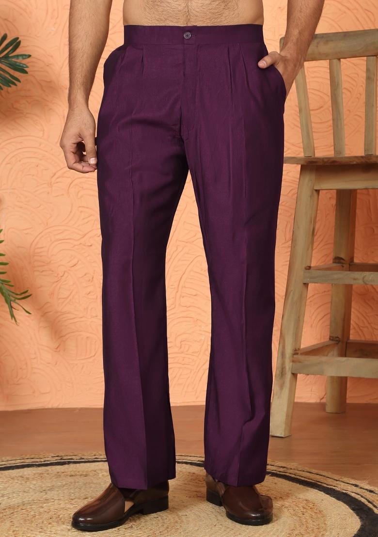 Wine Yoke Design Cotton Kurta Set For Men - Indya