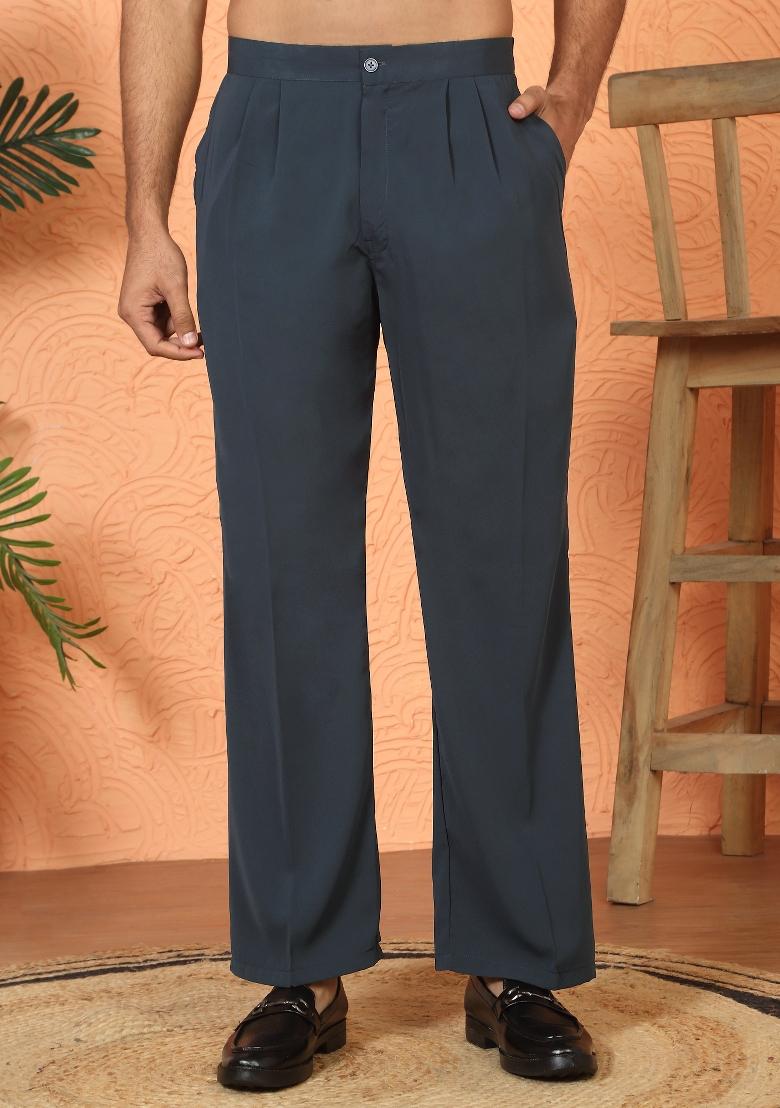 Blue Yoke Design Cotton Kurta Set For Men - Indya
