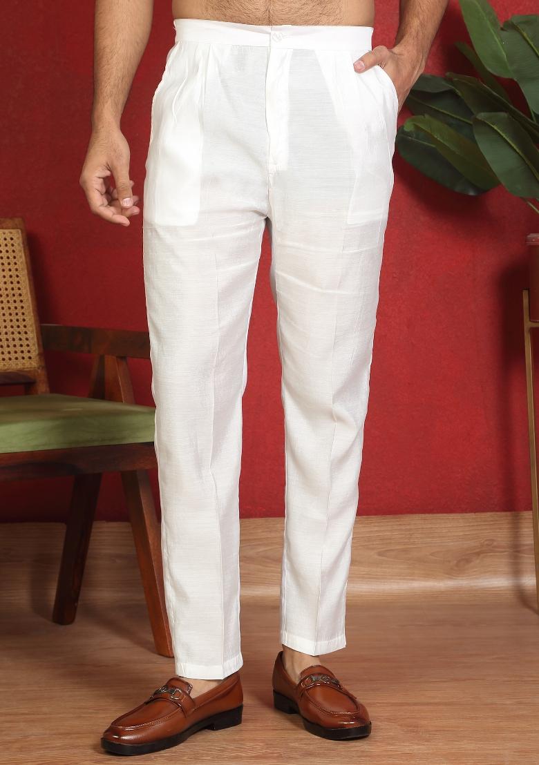 Cream Embroidered Cotton Kurta Set For Men - Indya