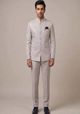 Ivory Embroidered Silk Blend Bandhgala For Men