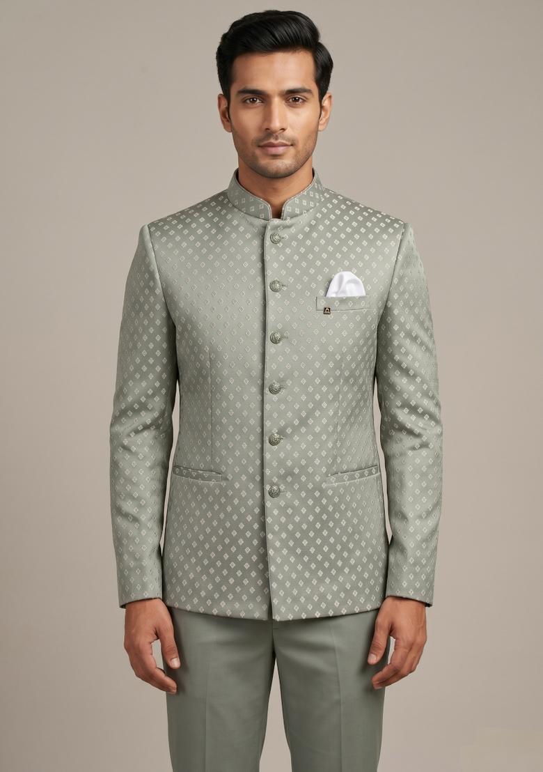 Pista Embroidered Silk Blend Bandhgala For Men - Indya
