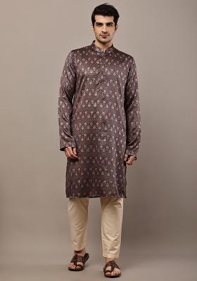 Multicolor Embroidered Viscose Kurta Pyjama For Men