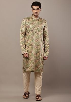 Multicolor Embroidered Viscose Kurta Pyjama For Men