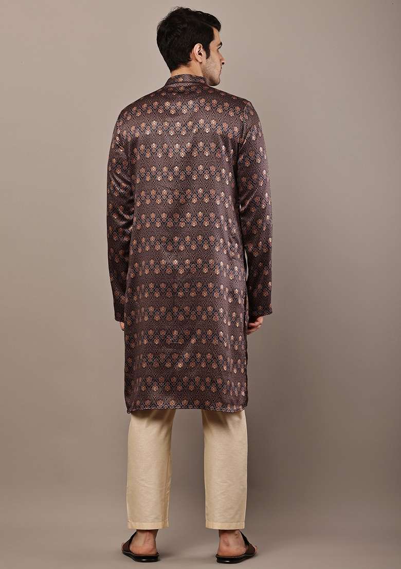 Multicolor Embroidered Viscose Kurta For Men - Indya