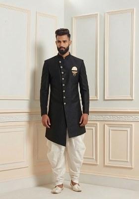 White Plain Silk Pyjama Set For Men