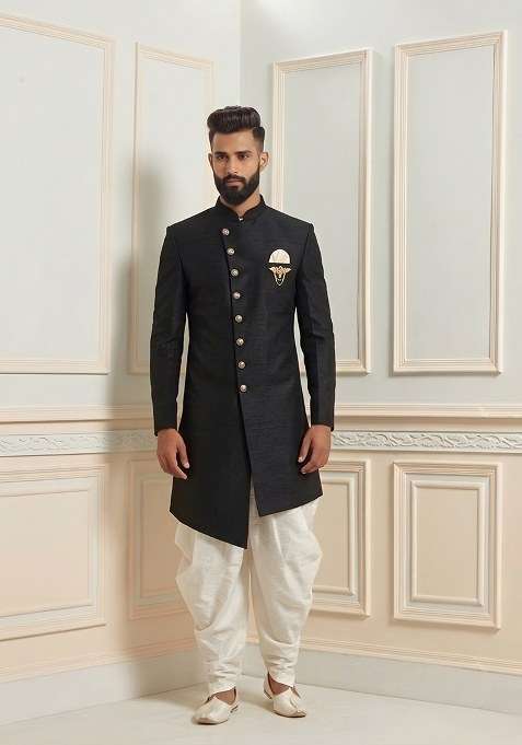 White Plain Silk Pyjama Set For Men