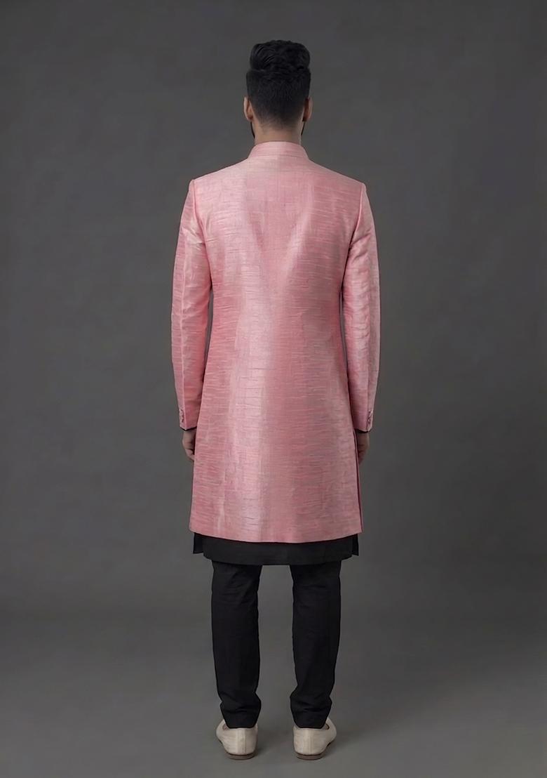 Black Plain Silk Pyjama Set For Men - Indya