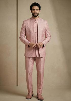 Light Pink Satin Indo Western For Men