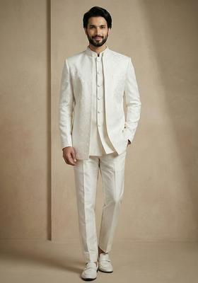 White Satin Indo Western For Men