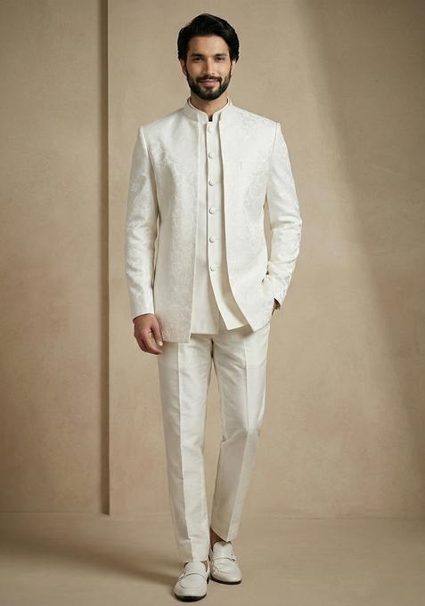 White Satin Indo Western For Men