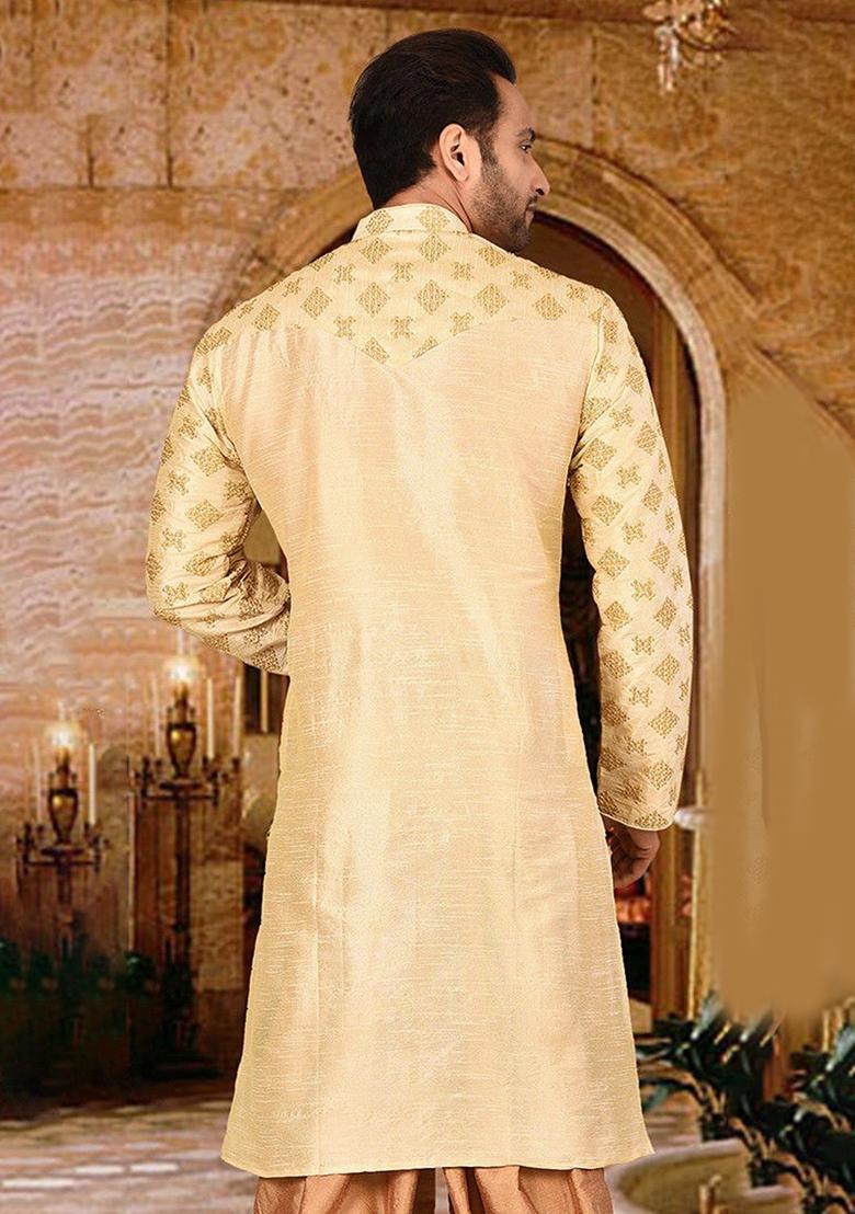 Fawn Silk Kurta For Men - Indya