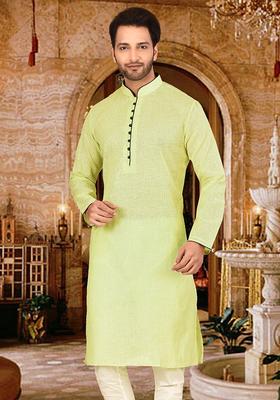 Green Cotton Kurta For Men