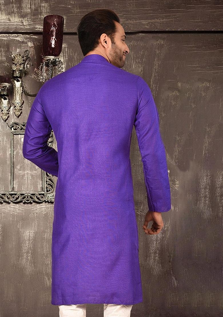 Purple Cotton Kurta For Men - Indya