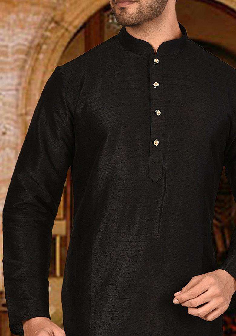 Orange Silk Kurta For Men - Indya