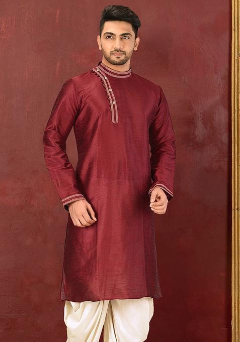 Red Silk Kurta For Men