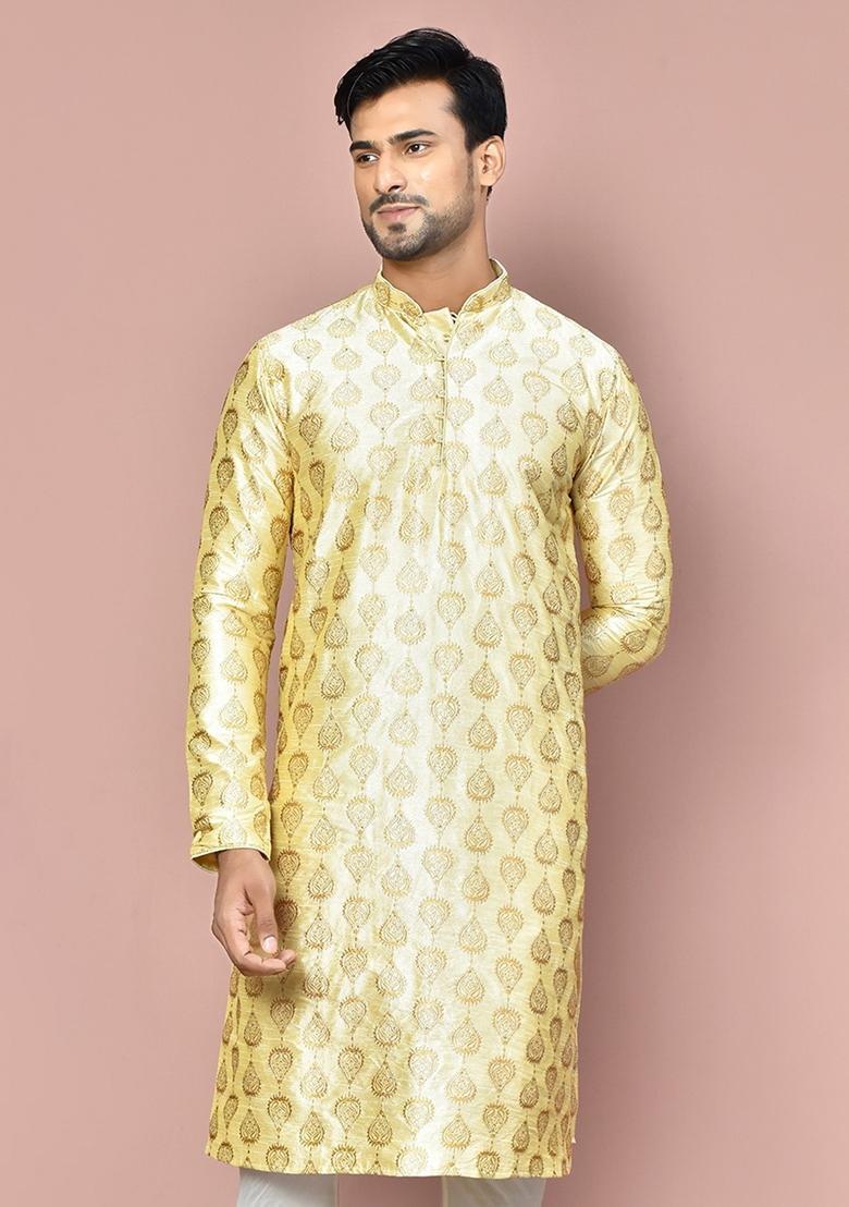 Fawn Silk Kurta For Men - Indya