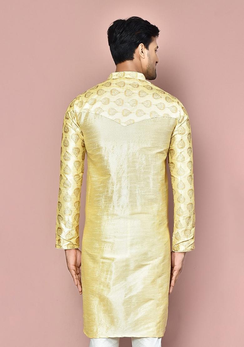 Fawn Silk Kurta For Men - Indya