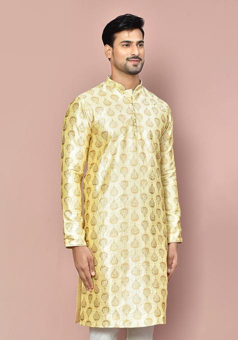 Fawn Silk Kurta For Men