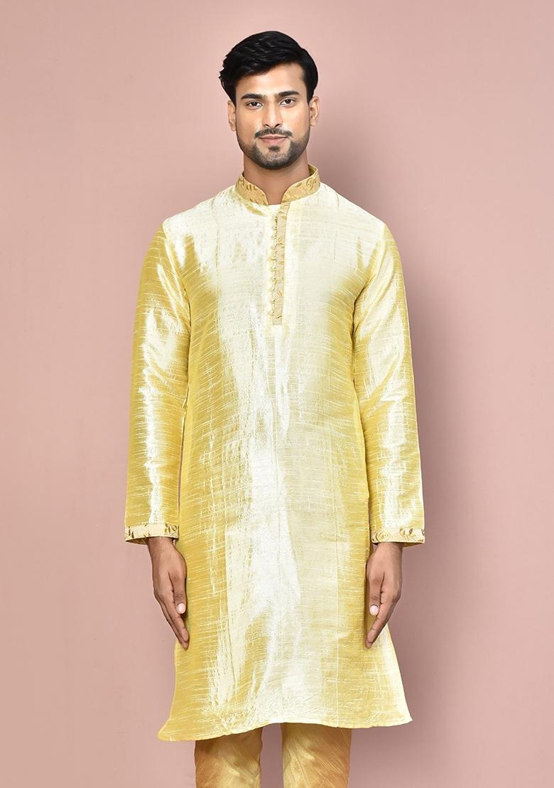 Fawn Silk Kurta For Men - Indya