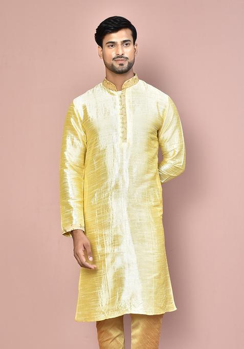 Fawn Silk Kurta For Men