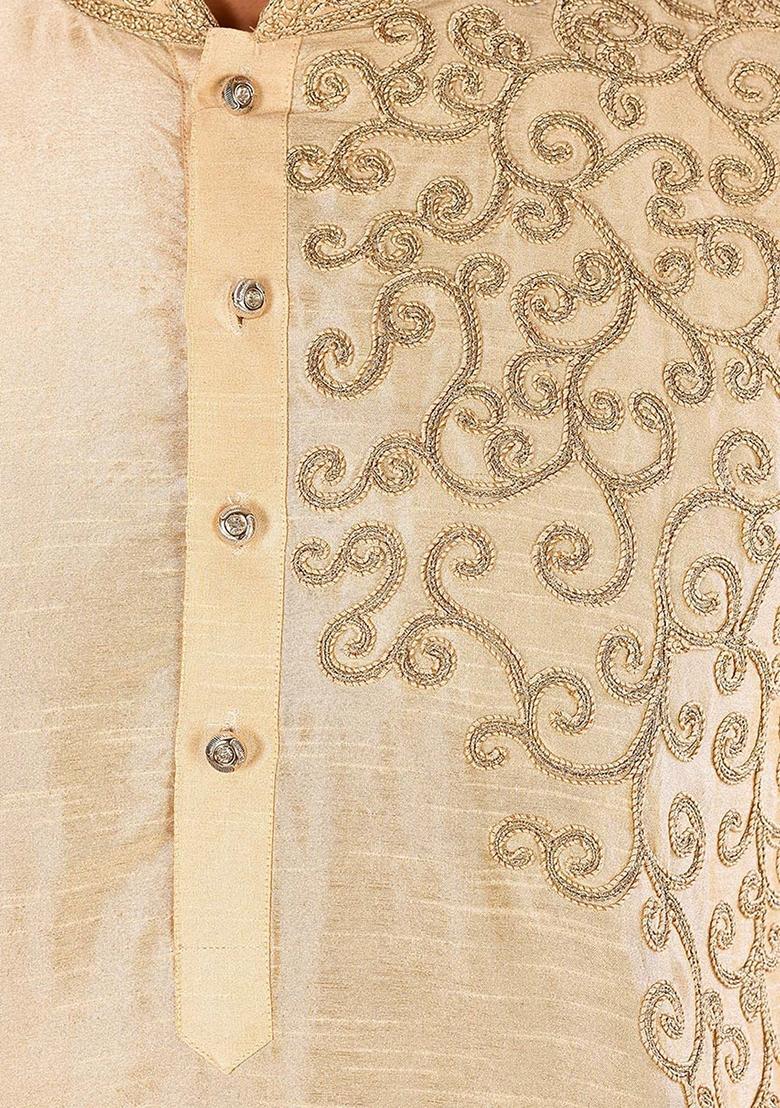 Fawn Silk Kurta For Men - Indya