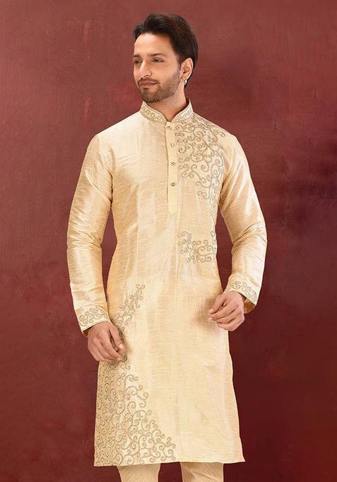 Fawn Silk Kurta For Men